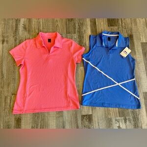 Lot of 2 NWT & NWOT Women's Slazenger Golf Shirts Small Coral Blue Multi